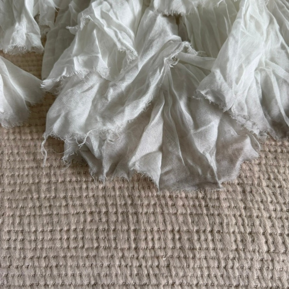 Free People White Handkerchief Raw Hem Sheer One Clover Skirt Sz S/M Boho - Picture 14 of 16